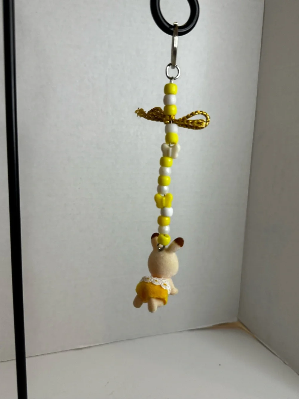 Cute Yellow Beaded Bunny Keychain for Kids